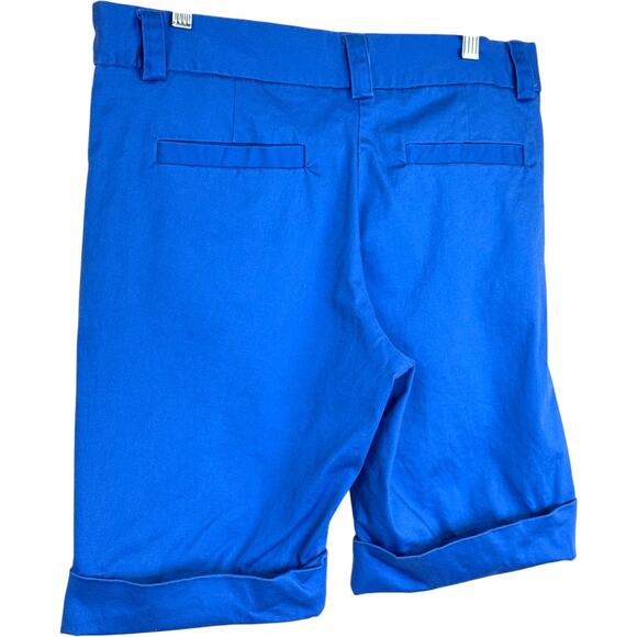 The Limited Shorts Size 12 Blue Cuffed Cotton Blend Stretch Casual Bermuda - Picture 7 of 13